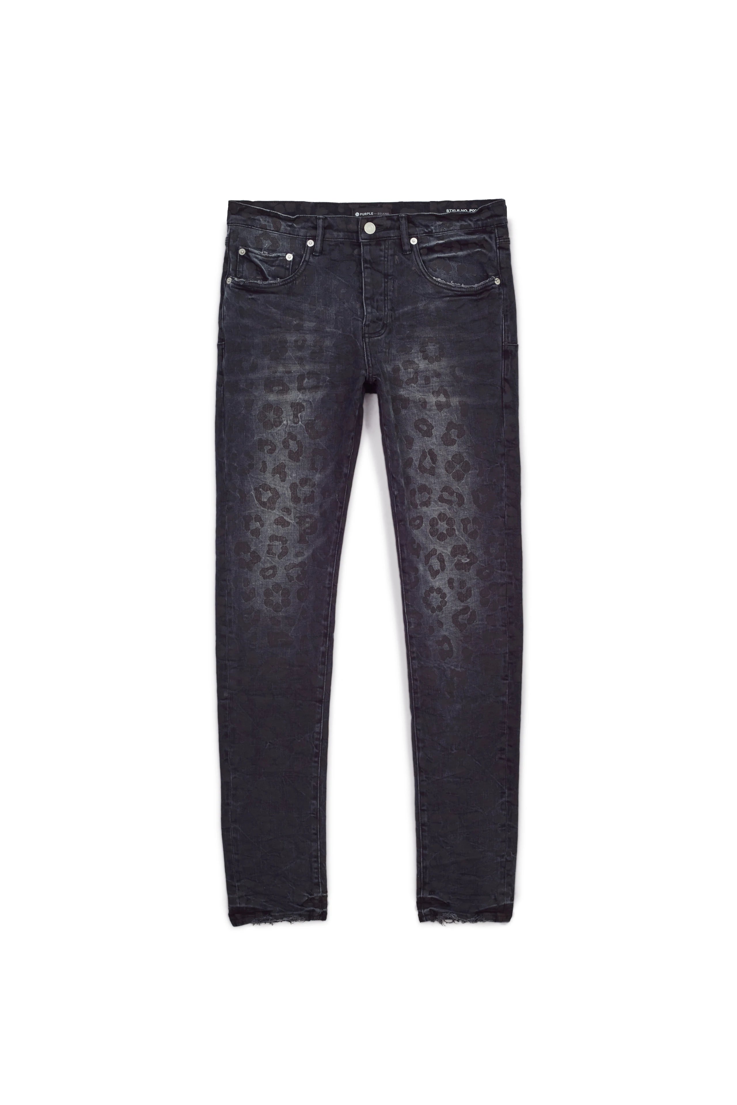 PURPLE BRAND BLACK MONOGRAM LEOPARD JEAN